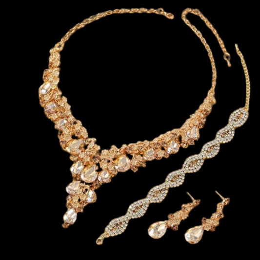 Paxuan -conjunto de joias de strass de cristal austríaco colar, brincos e pulseiras