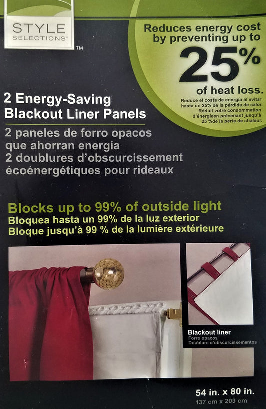 Style Selections 2 Energy-Saving blackout Liner Panels