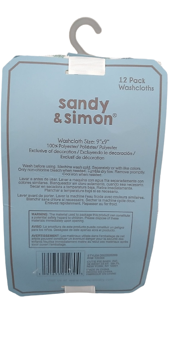Sandy & Simon 12 pack Washcloths
