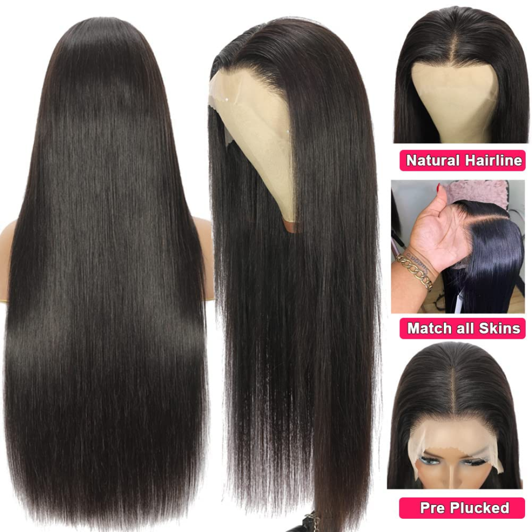 22 inch Silky Straight Long Hair Lace Front Wigs Pre Plucked Natural Hairline