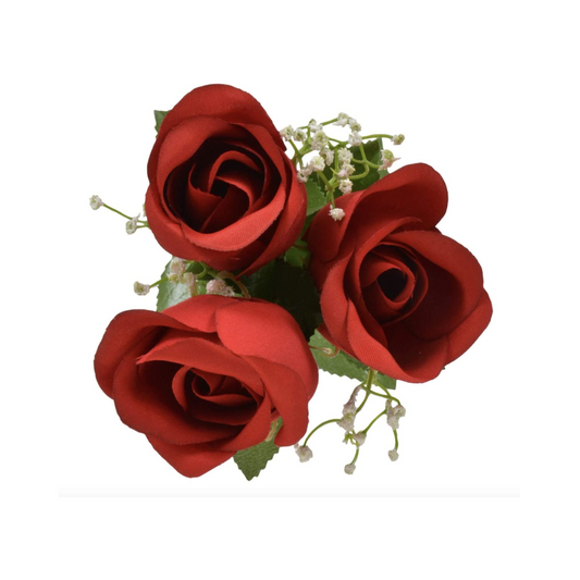 Conjunto de Rosas Artificiais Bonitas, Jardim floral 3-Stem Velvety Rose Buds