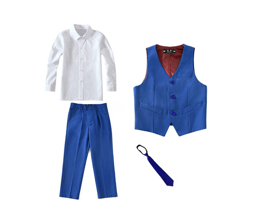 YuanLu 4-piece formal suit set with vest pants, blouse and tie