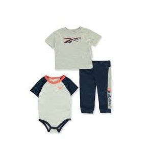 REEBOK Newborn Boy 3pc Raglan Sleeve Bodysuit Set