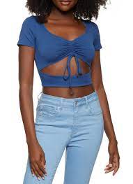 Cut Out Drawstring Front Crop Top