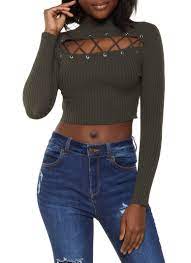 Lace Up Cropped Sweater