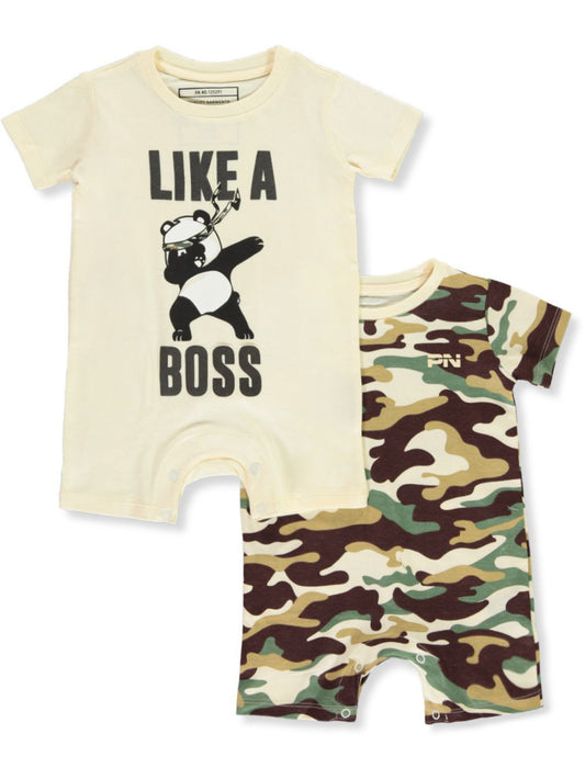 Parish Nation Baby Boy's Panda 2 pack Rompers