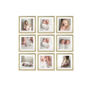 Sheffield Home Decor Collection- 9 Piece Picture Frame Set, Gallery Set, 12x12 In, Matted To 8x8