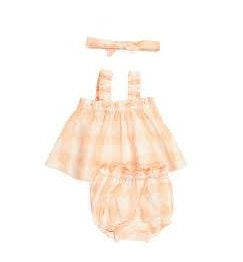 Infant Girls 2pc Gingham Bloomers Set With Headband