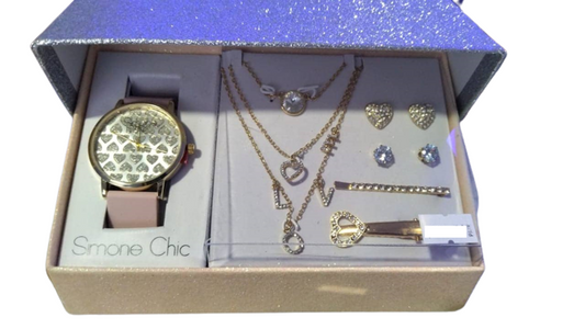 Simone Chic Watch ans necklace set Gold